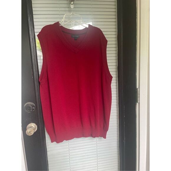 John W Nordstrom 100% Cashmere V Neck Sweater Vest Red Solid XL - Picture 9 of 9